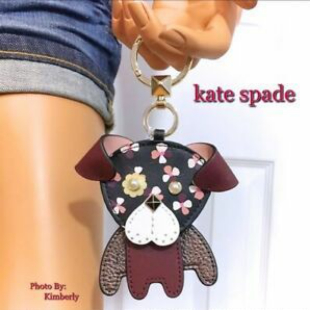KATE SPADE ♠️ FLORAL PUP 🐶 KEY FOB/Dust Bag